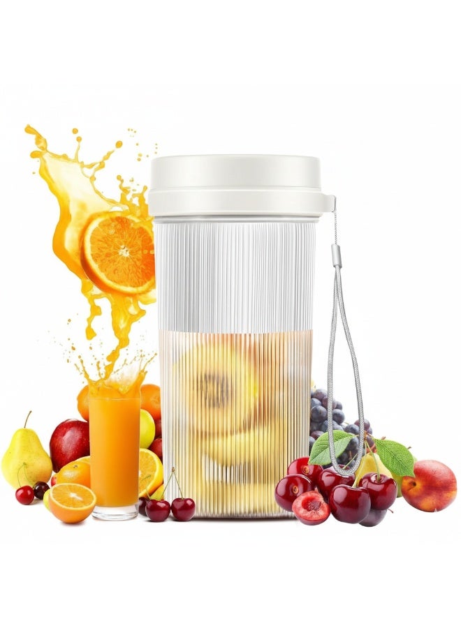 خلاط عصارة صغير يعمل بمنفذ USB سعة 300 مل - خلاط شخصي محمول مزود بـ 6 شفرات من الفولاذ المقاوم للصدأ - سهل الاستخدام بزر واحد لتحضير العصائر، ومشروبات البروتين، وطعام الأطفال - مثالي للاستخدام المنزلي، والسفر، والمكتب - أبيض - Image 1